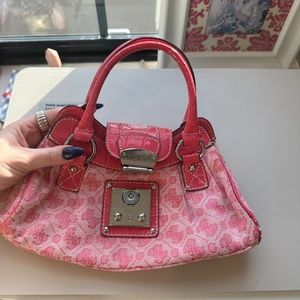 Guess Y2K VINTAGE Barbie Pink Croc Leather Monogram Print Shoulder Bag
